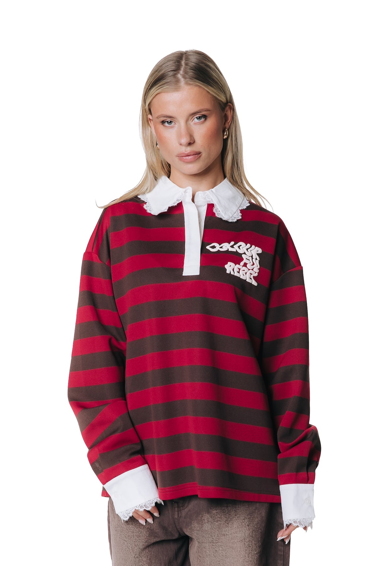 Colourful Rebel | Skyler Striped Lace Polo Longsleeve