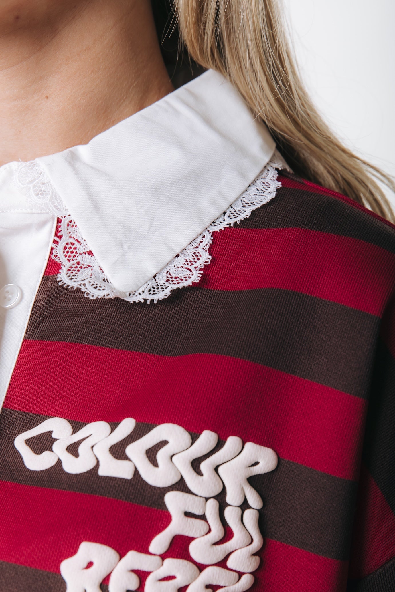Colourful Rebel | Skyler Striped Lace Polo Longsleeve
