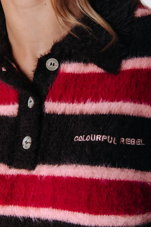 Colourful Rebel | Bobbi Stripe Knitted Polo Longsleeve