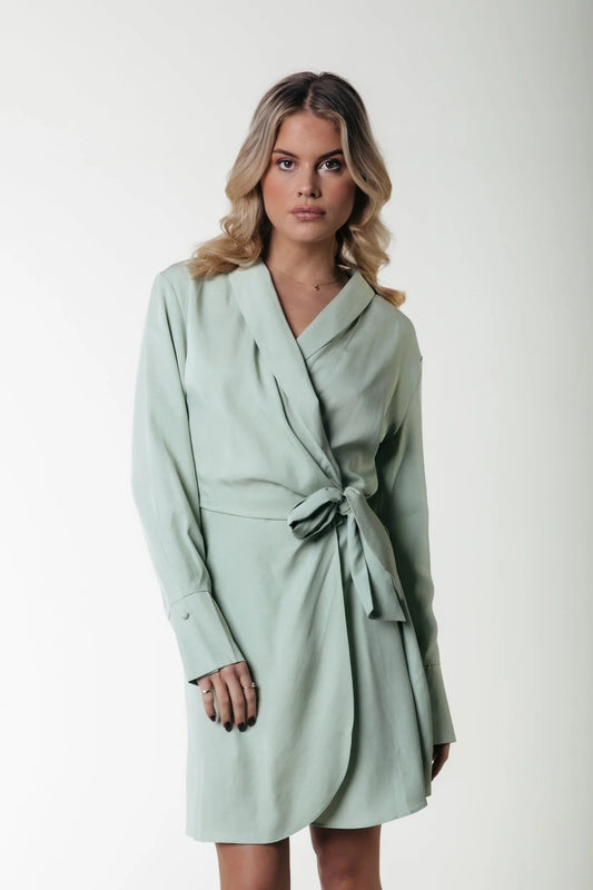Colourful Rebel | Dorin Uni Wrap Dress - Soft Green