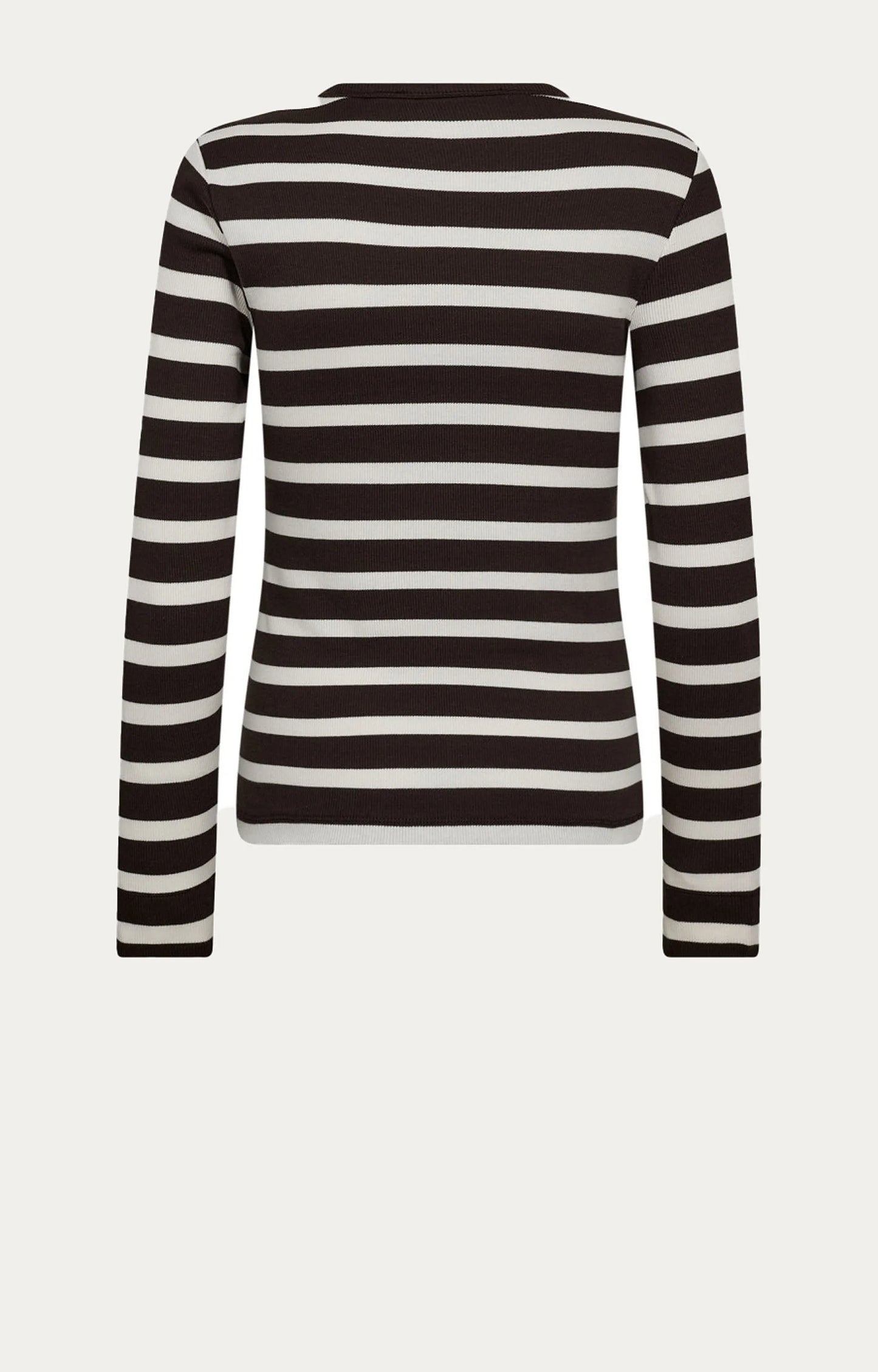 Co'Couture || GrannyCC Rib Emb LS Blouse - OffWhite-Black