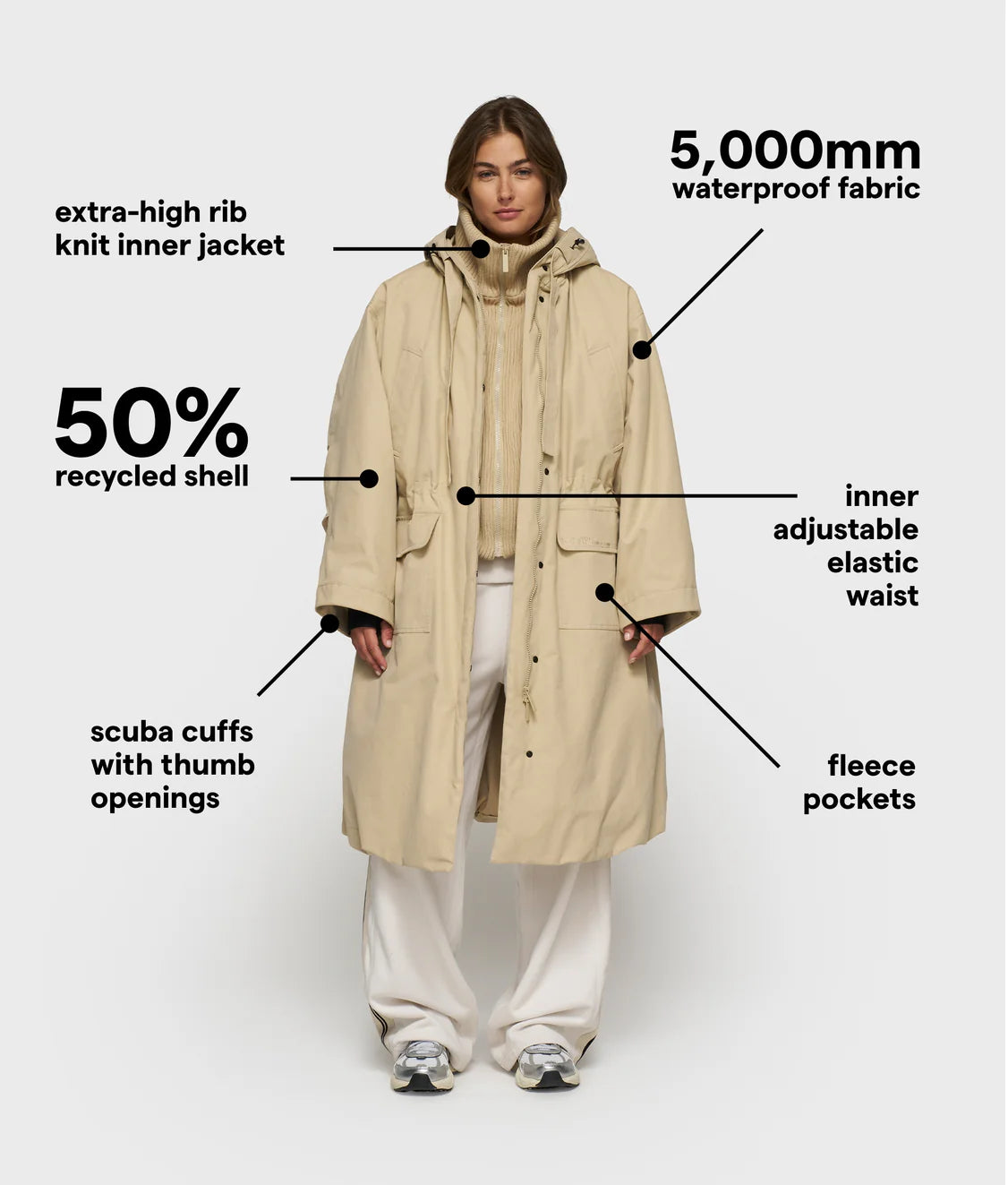 10DAYS | The Royal Parka - Pure Sand