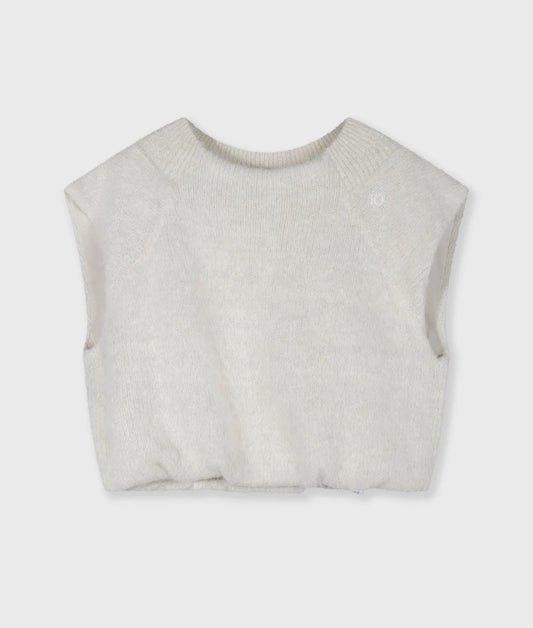 10DAYS | Balloon hairy knit top lurex - ecru