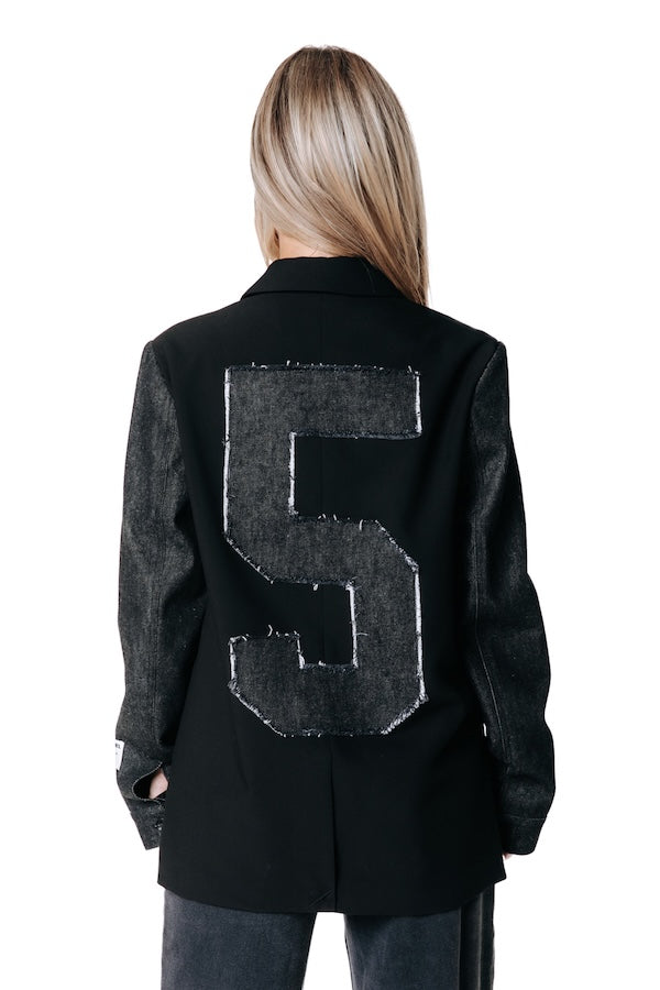 Colourful Rebel | Mimmi Denim Sleeve Blazer - Black