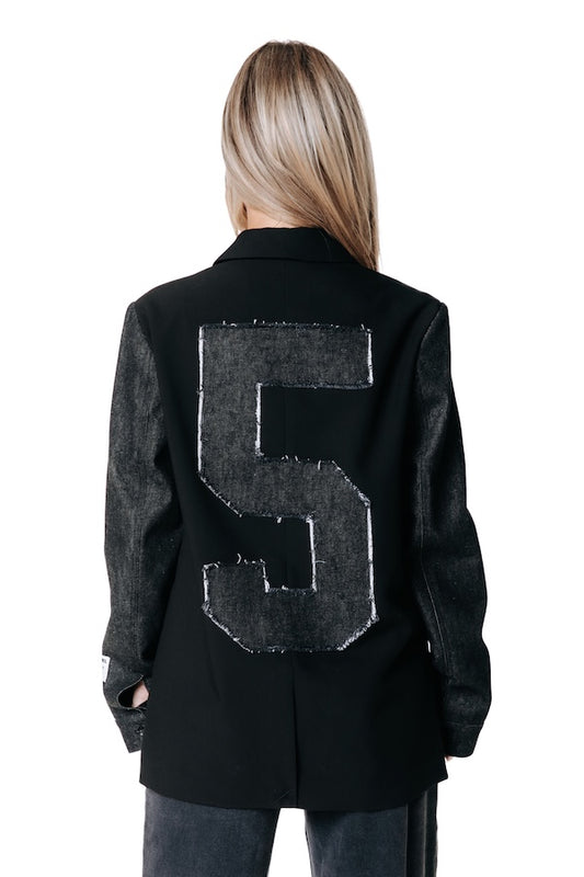 Colourful Rebel | Mimmi Denim Sleeve Blazer - Black