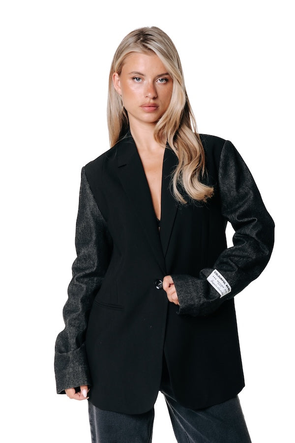 Colourful Rebel | Mimmi Denim Sleeve Blazer - Black
