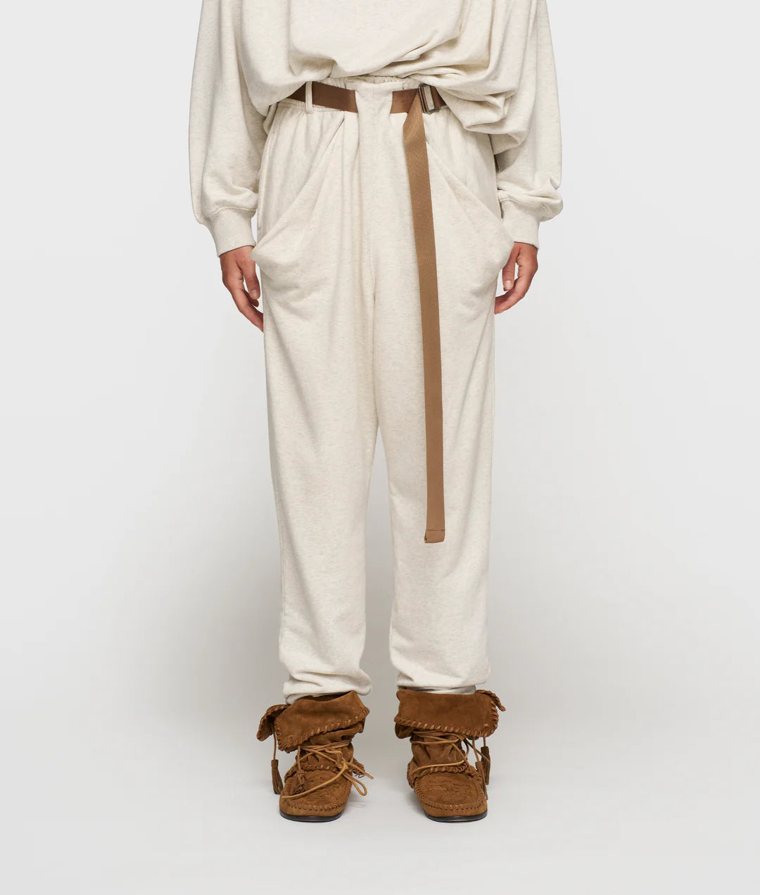 10DAYS | Pleated Belt Jogger - Soft White