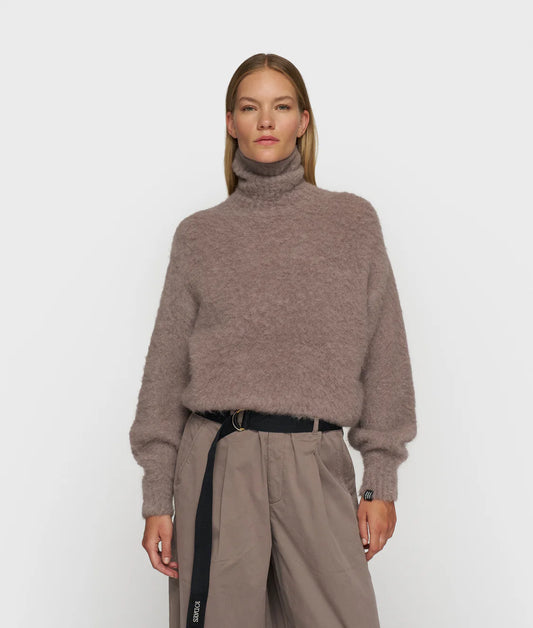 10Days | Cropped Knit Turtleneck - Moonrock