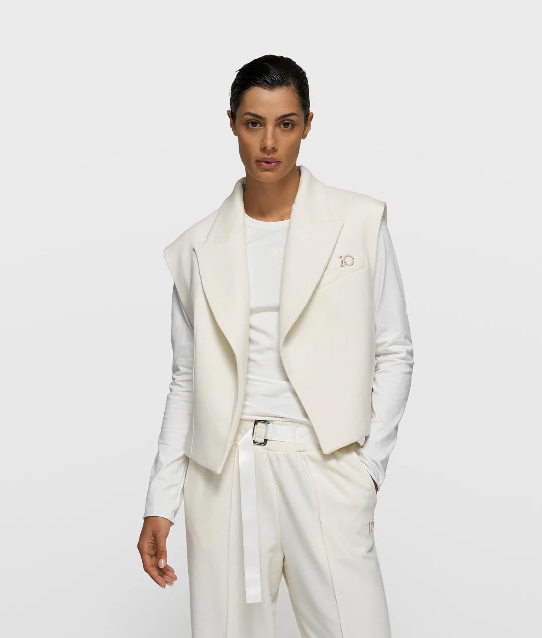 10Days | Sleeveless Blazer - Pearl (202-505-6201)