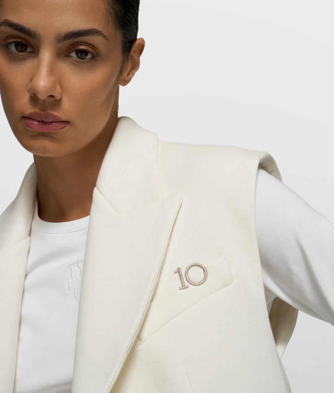 10Days | Sleeveless Blazer - Pearl (202-505-6201)