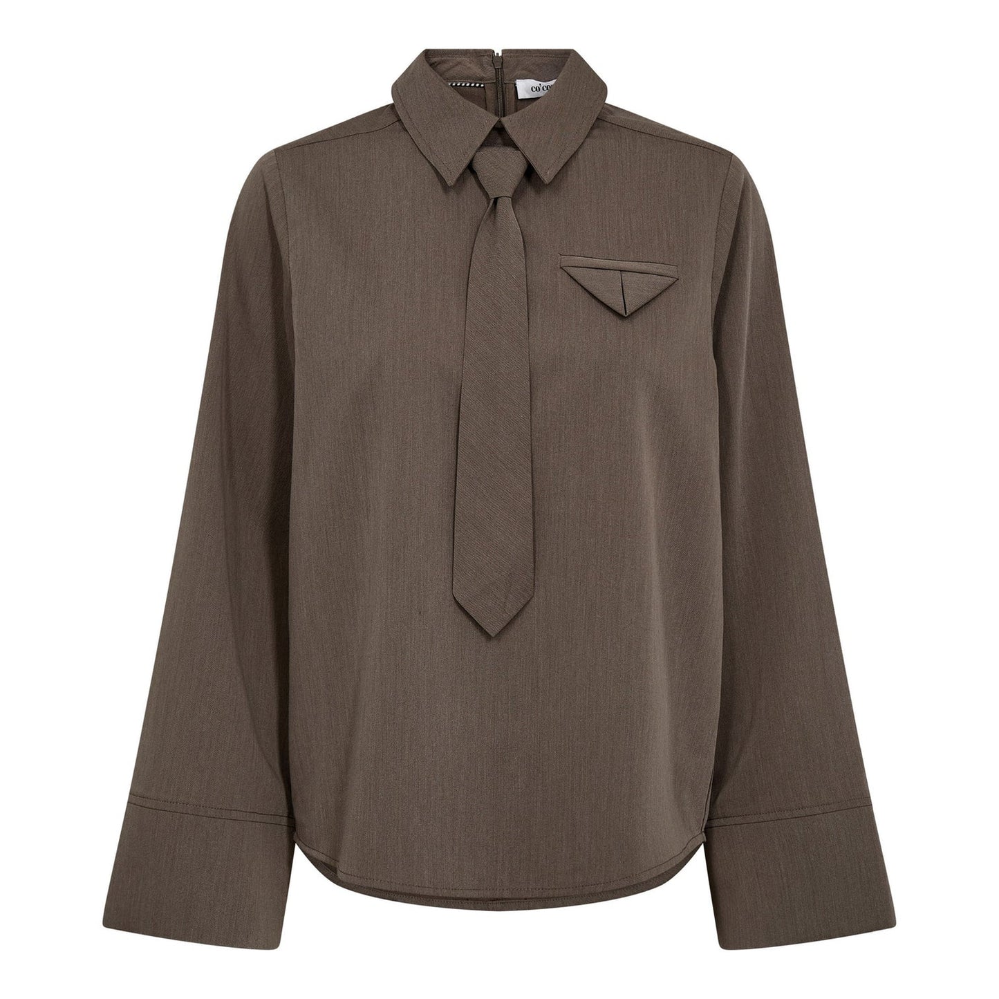Co'Couture | TengaCC Tie Blouse - Walnut