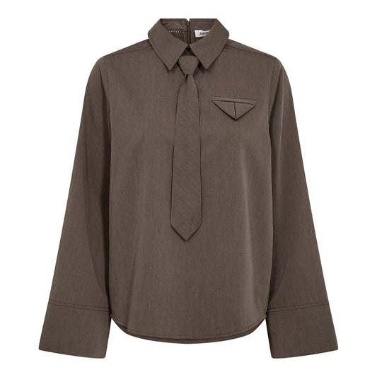 Co'Couture | TengaCC Tie Blouse - Walnut