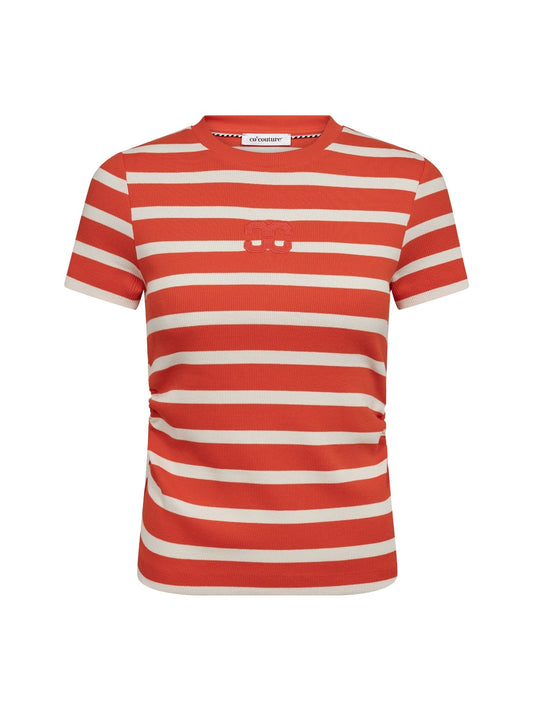 Co'Couture | GrannyCC Gathering Stripe Tee - Offwhite/Flame (43015)