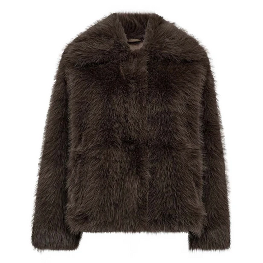 Co'Couture | KitaCC Furry Jacket - Walnut (30335)