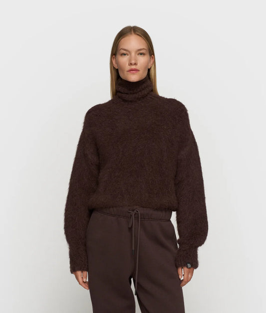 10Days | Cropped Knit Turtleneck - Deep Wine (20-611-5204)