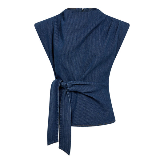 Co'couture | KimmyCC Pleat Top - Dark Denim (45001)