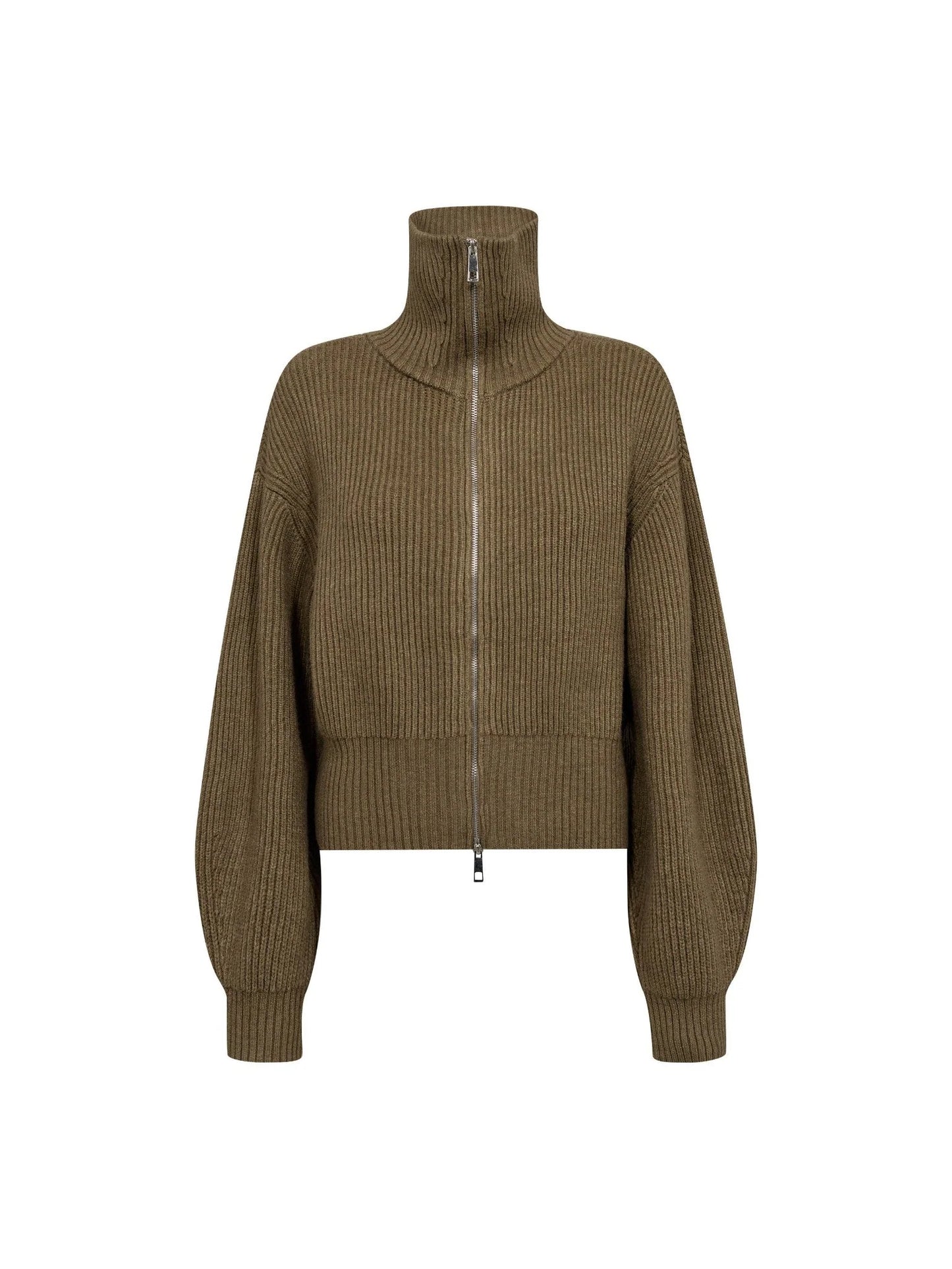 Co'Couture | RowCC Zip Knit Cardigan - Army (500027)