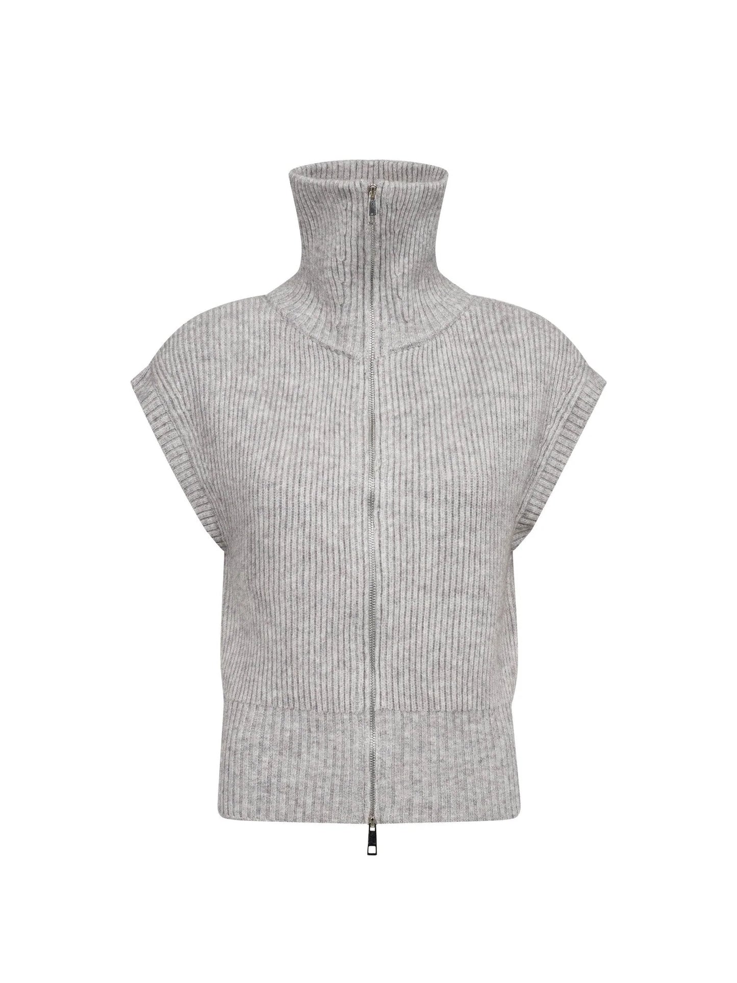 Co'Couture | RowCC Zip Knit Vest - Grey Melange