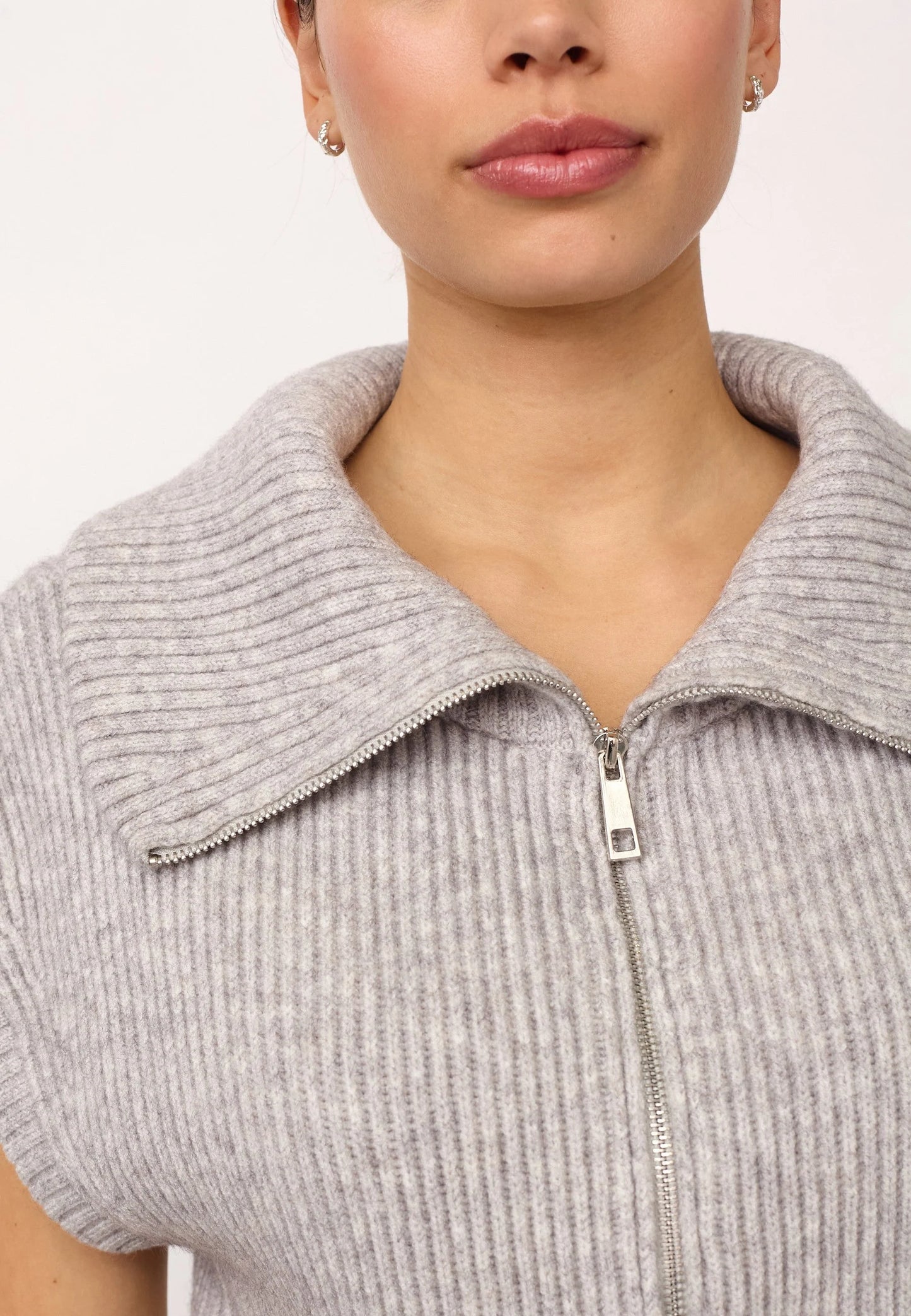 Co'Couture | RowCC Zip Knit Vest - Grey Melange