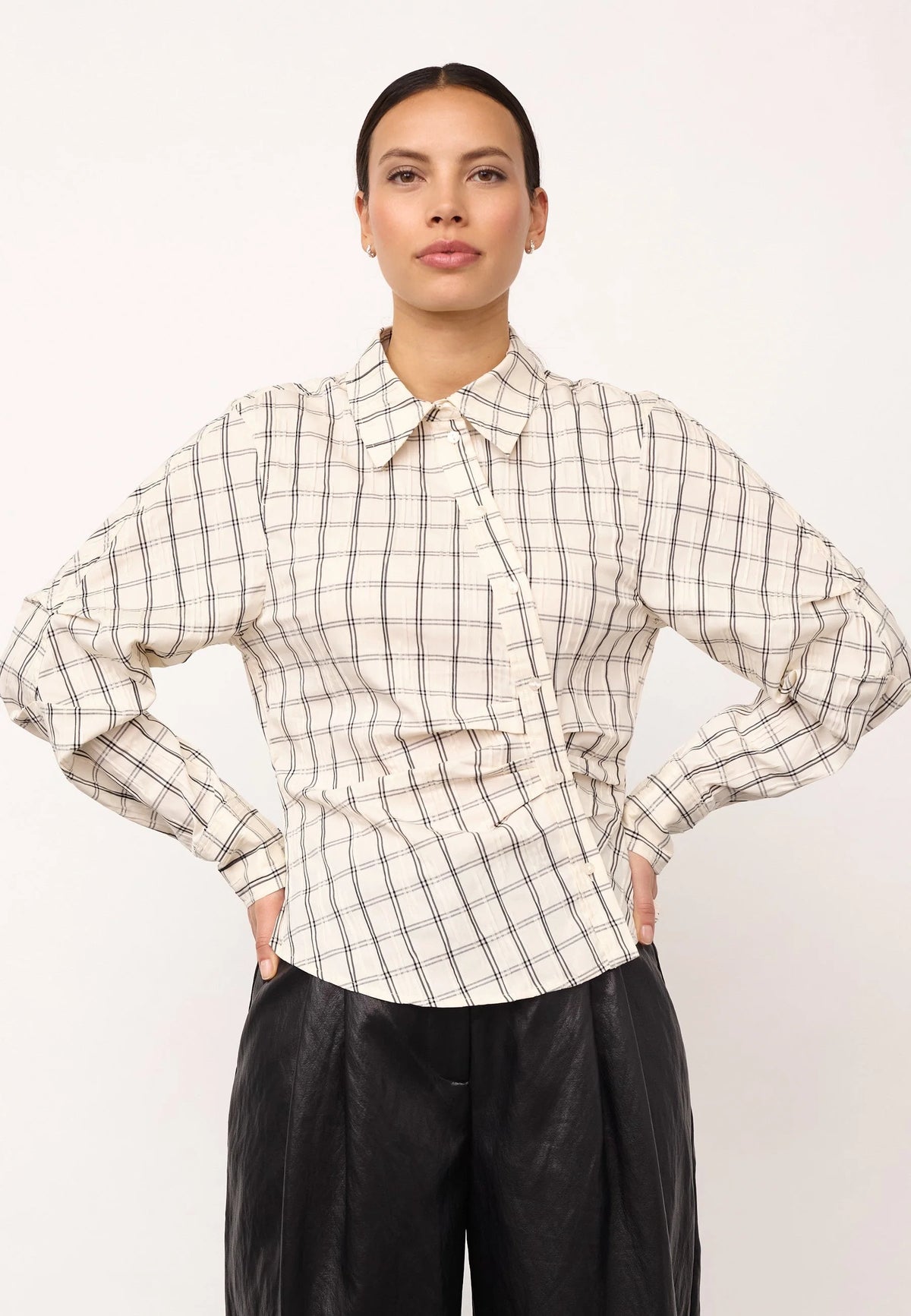 Co'Couture | BisoCC Asym Check Shirt - Off-White (500183)