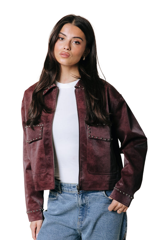 Colourful Rebel | Jo Suede Worker Jacket - Bordeaux