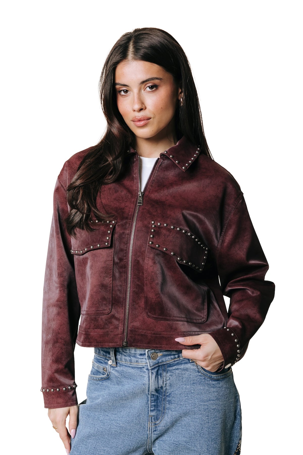 Colourful Rebel | Jo Suede Worker Jacket - Bordeaux