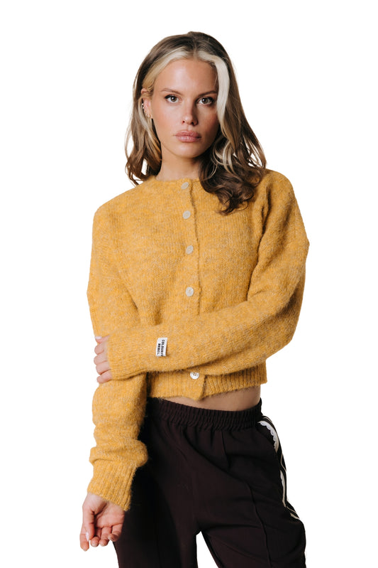 Colourful Rebel | Yara Knitted Cardigan - Ochre Yellow