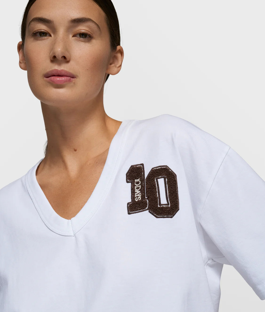 10Days | Thick Cotton V-Neck Tee - White (20-740-6201)