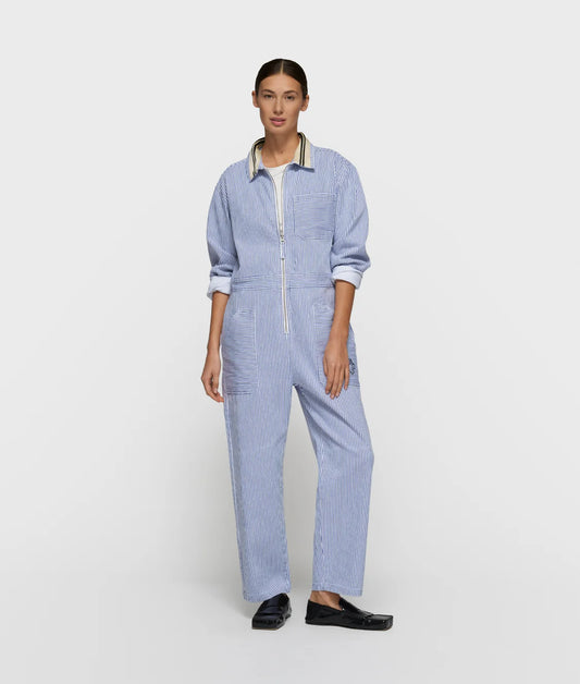 10Days | Boiler Jumpsuit Stripes - White/Blue (20-081-6201)
