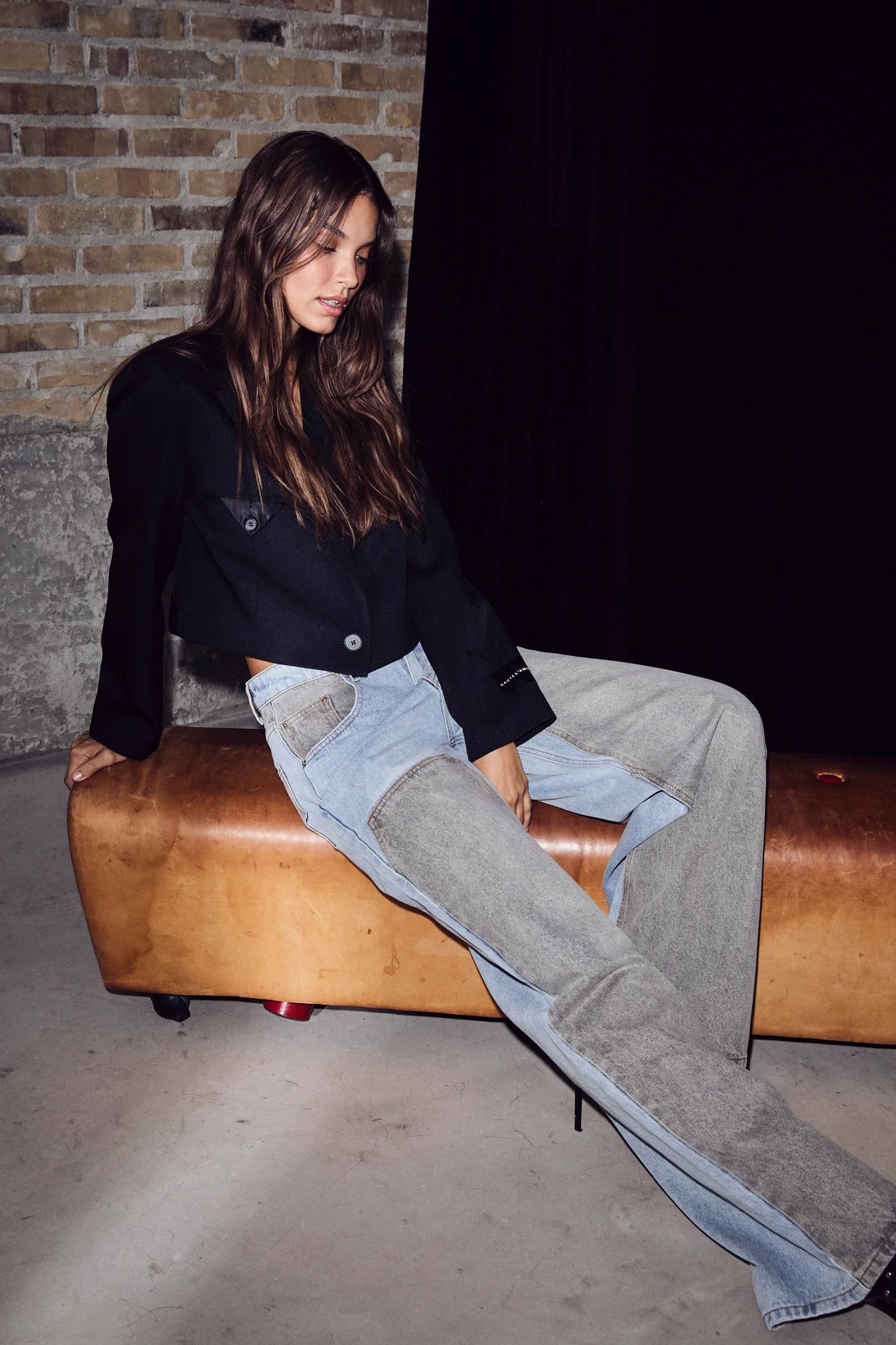 Haute l'Amitié | Two-Tone Patch Tall Jeans - Blue/Grey Mix (HL10486)