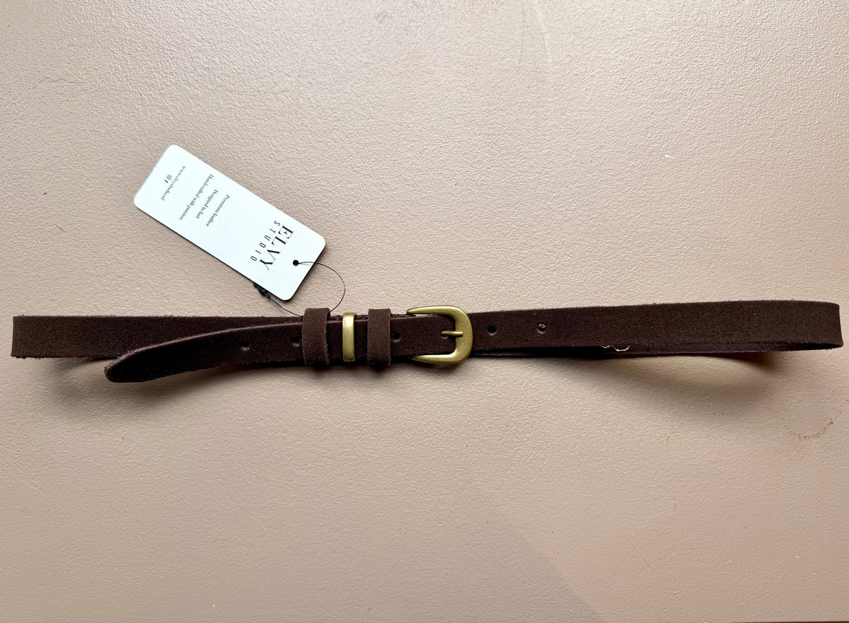 Elvy | Suede Belt - Cacao/Gold