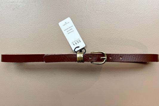 Elvy | Leather Belt - Brown/Gold