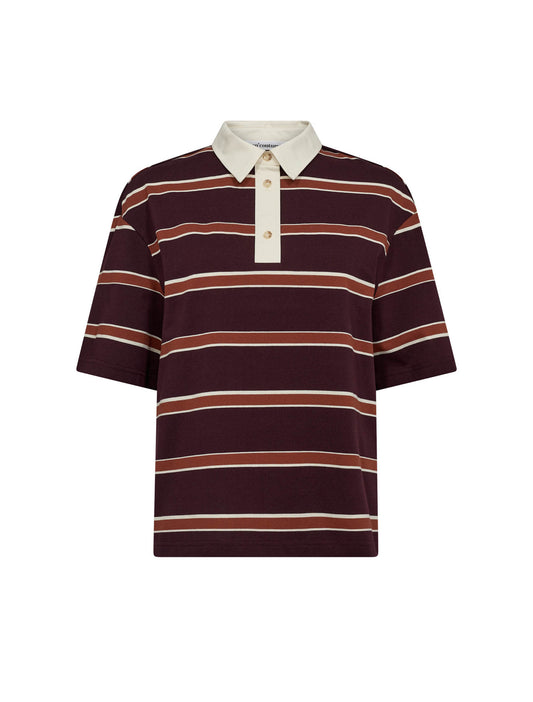 Co’Couture | AugustaCC Stripe Polo Tee - Winered (253-33175)