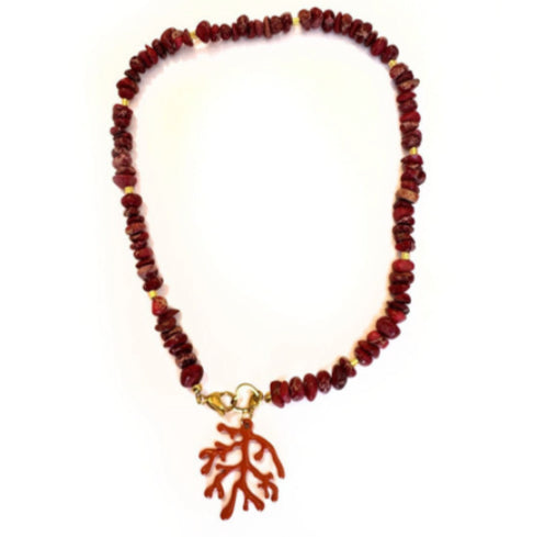 Lisa-Marie | Gem Necklace - Jaspis Edelsteen (Rood of Roze)