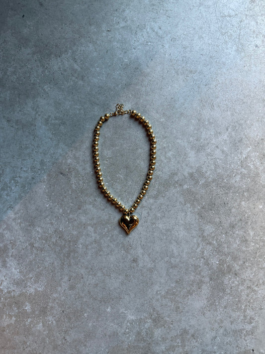 FÍ Sieraden | Gouden Bolletjes Ketting Met Hart