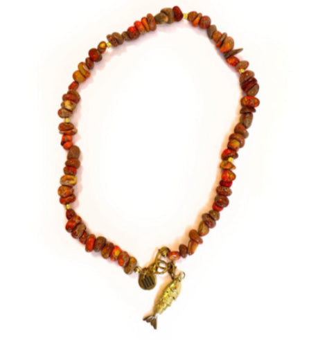 Lisa-Marie | Gem Necklace - Jaspis Edelsteen (Rood of Roze)