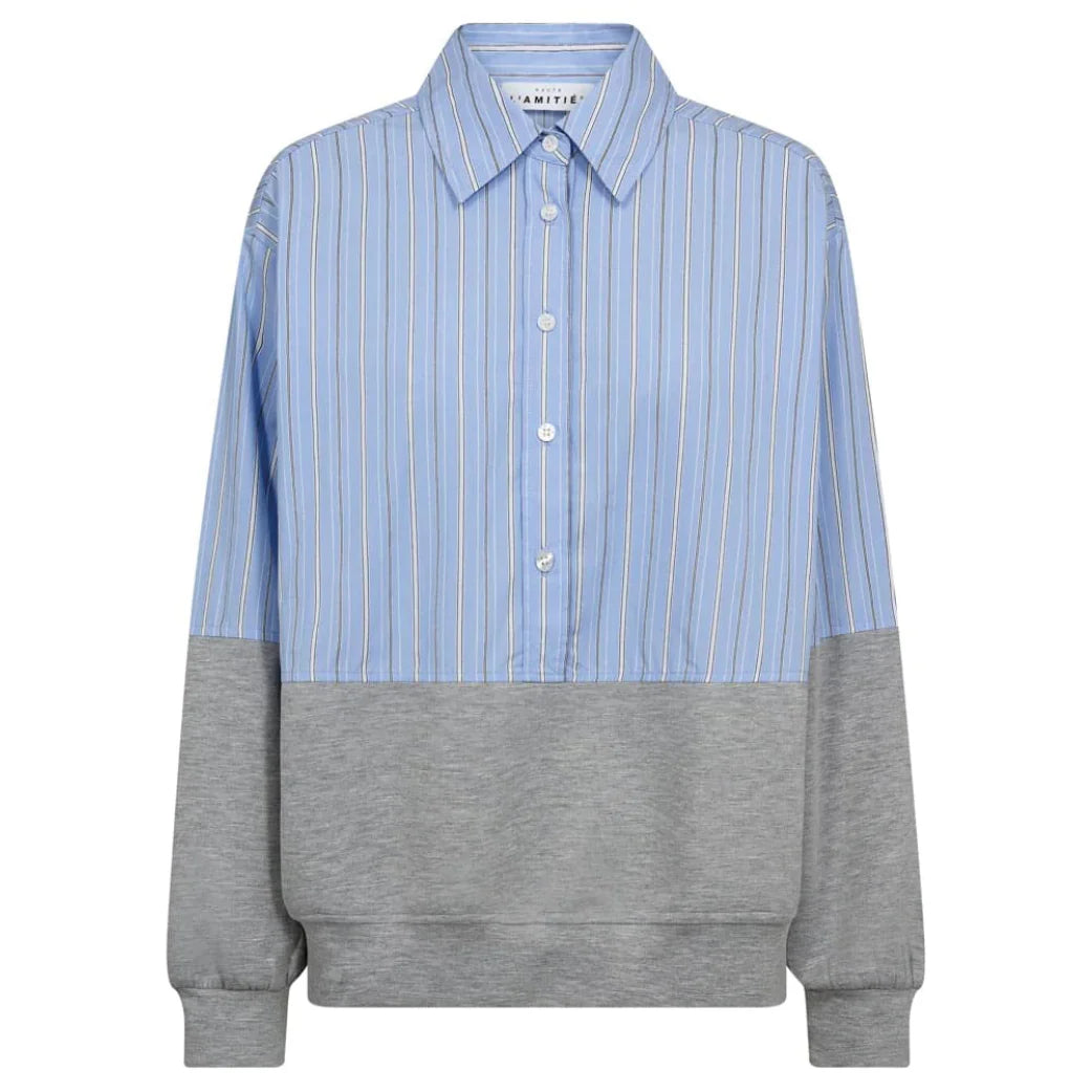 Haute L'Amitié | Sweat Mix Stripe Shirt - Pale Blue/Grey Melange (HL10460)