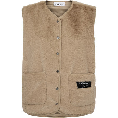 Haute L'Amitié | New Fur Tech Vest - Beige (HL10409)