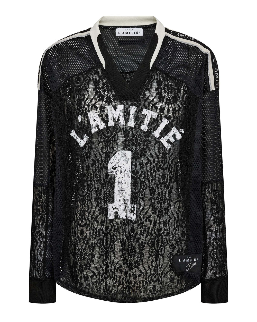 Haute l'Amitié | Lace Football V-Blouse - Black (HL10468)