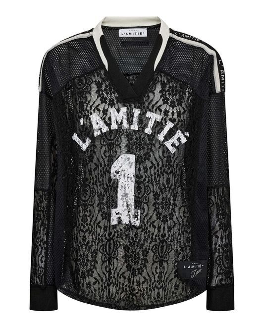 Haute l'Amitié | Lace Football V-Blouse - Black (HL10468)
