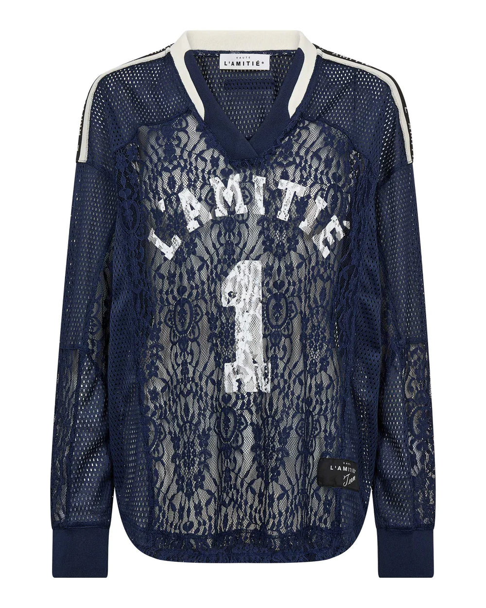 Haute l'Amitié | Lace Football V-Blouse - Navy (HL10468)