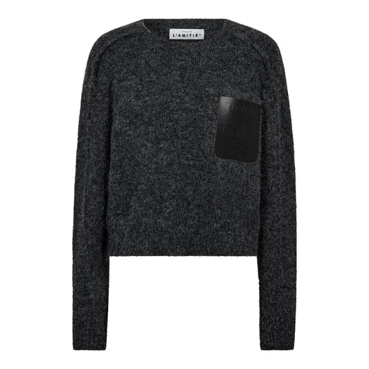 Haute L'Amitié | Darcia Reverse Crop Pocket Knit - Antricit Melange