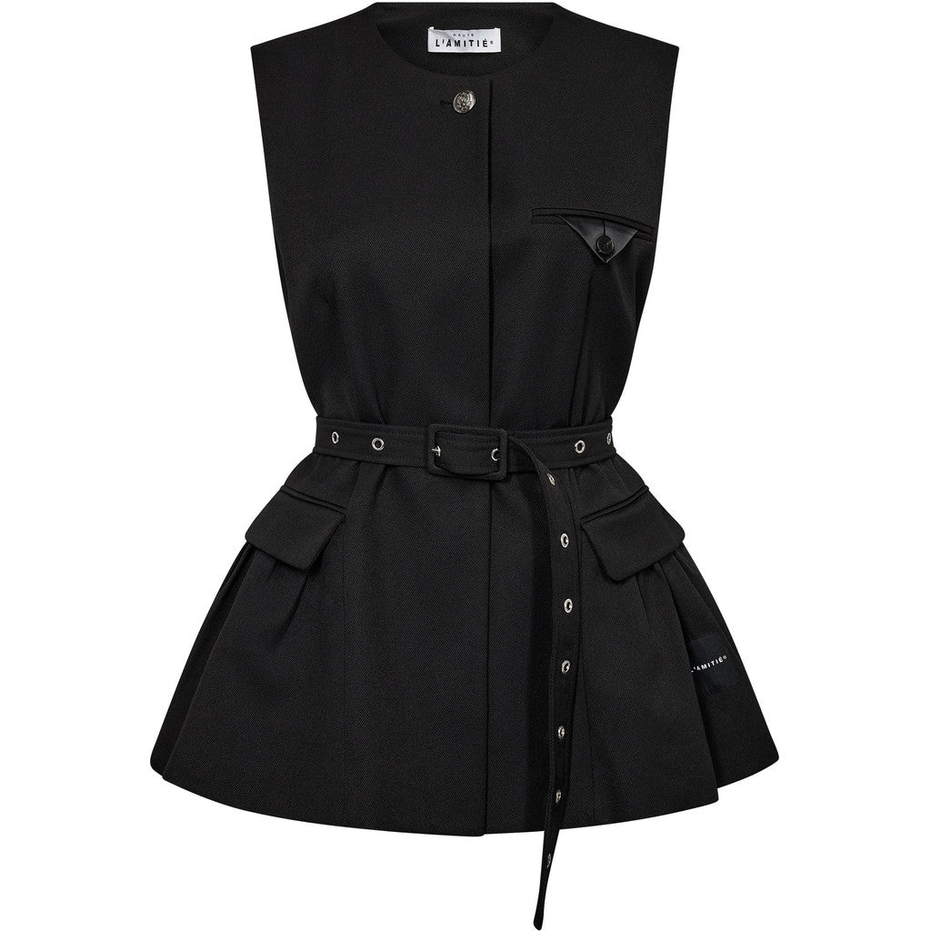 Haute L'Amitié | Premiere Peplum Belt Vest - Black