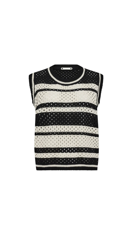 Co’Couture | Hoopacc Knit Top - Offwhite/black (32187)