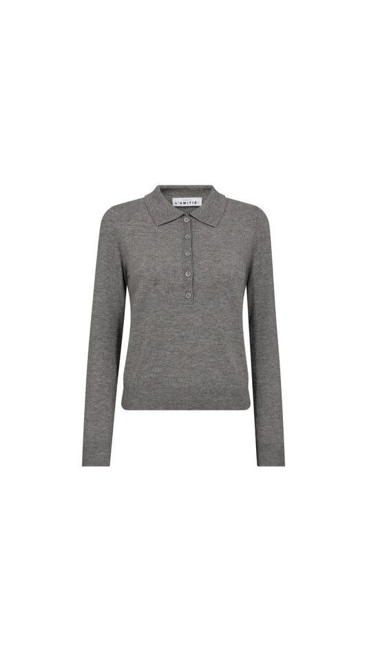 Haute L'Amitié | Premiere LS Polo Knit - Mid grey
