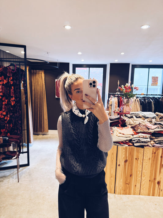 Co'couture | RowCC Cable Knit Top - Dark Grey (32242)