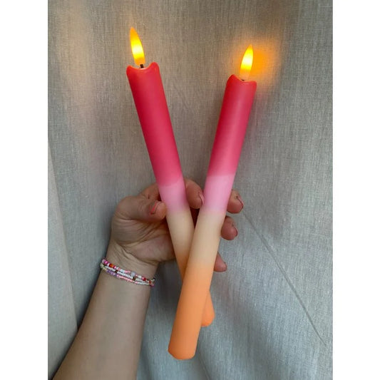 FÍ | LED Pillar Kaars Red Orange | Set van 2 kaarsen