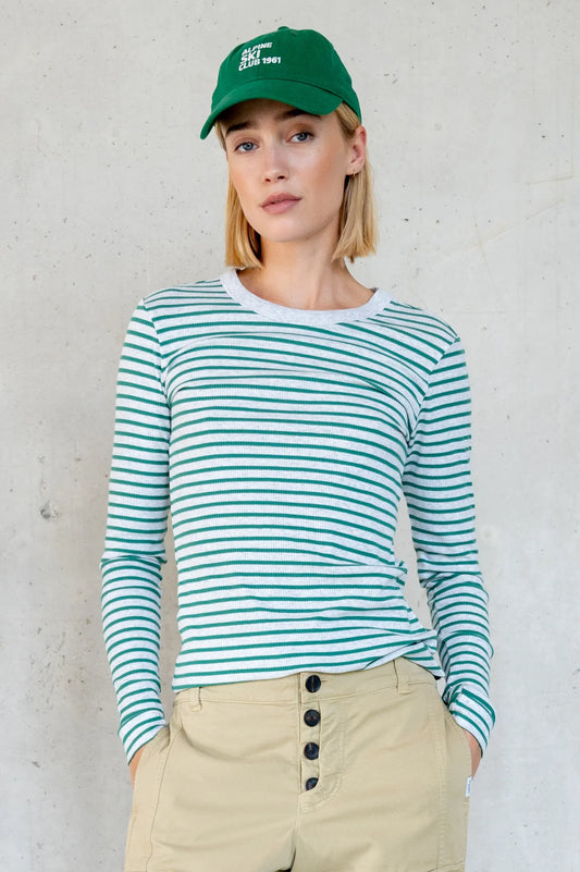 Penn & Ink | Longsleeve Melange Stripe (W25F1762LTD-M) Grey Melange - Green