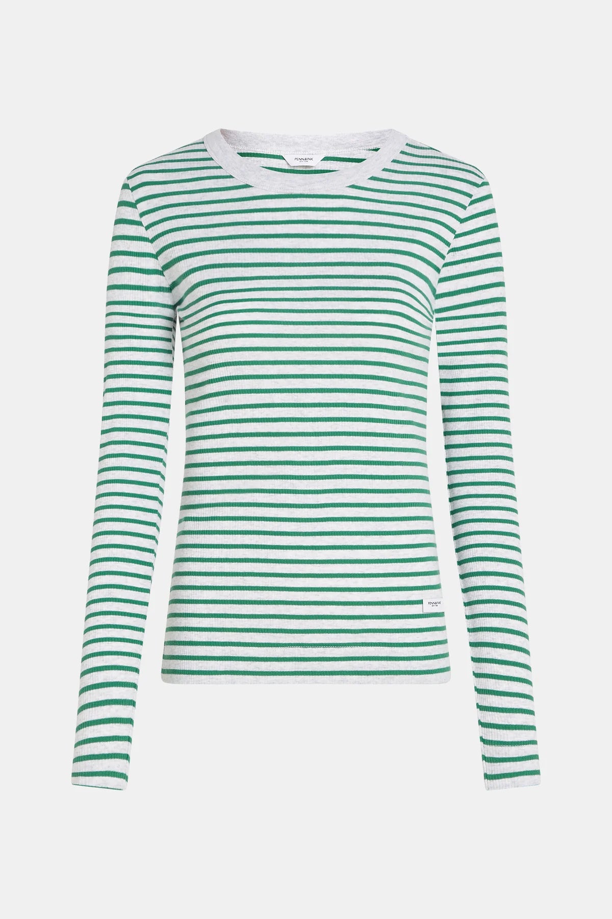 Penn & Ink | Longsleeve Melange Stripe (W25F1762LTD-M) Grey Melange - Green