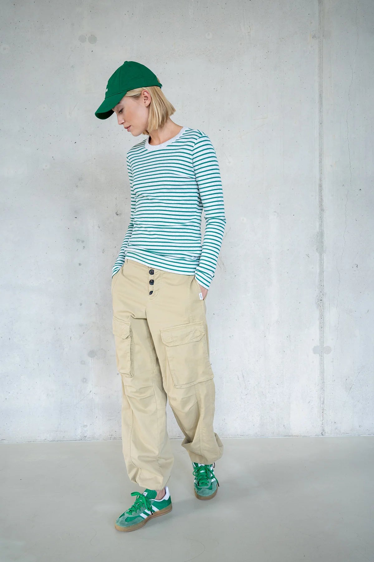 Penn & Ink | Longsleeve Melange Stripe (W25F1762LTD-M) Grey Melange - Green